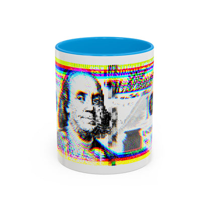 100 Dollars Bill - Neon Color Explosion - Color Accent Mug