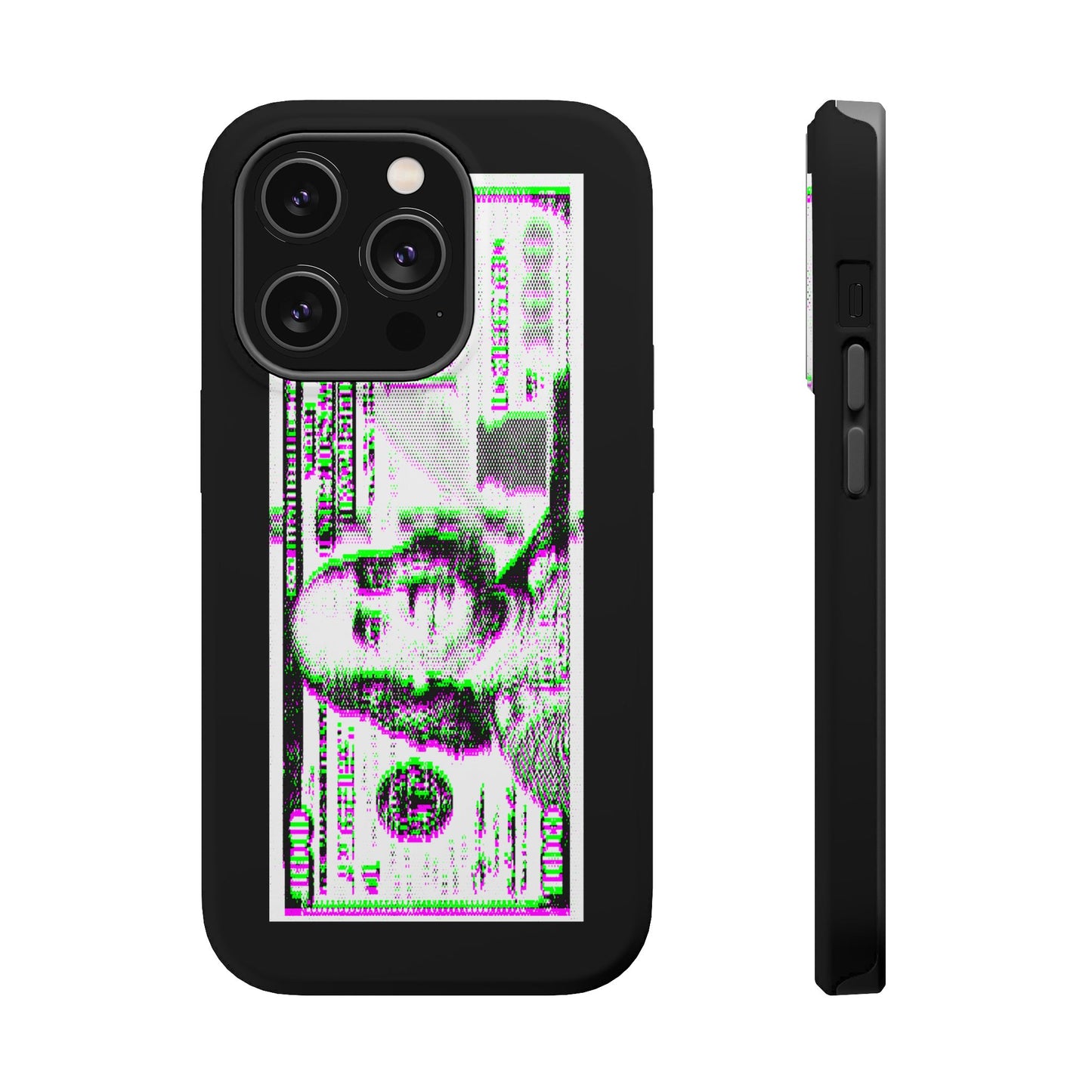 100 Dollars Bill - Green/Magenta Glitch - Magnetic Phone Case