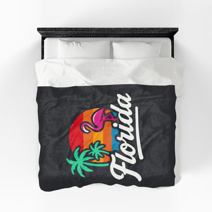 Florida Sunset Palm - Plush Blanket