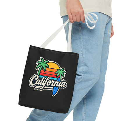 California Retro Tote Bag - Beach Vibes, Summer Accessory, Travel Bag, Gift for Friends, Eco-Friendly Shopping