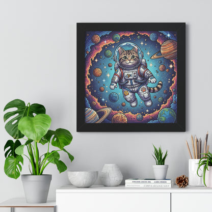 Astronaut Cat - Framed Poster