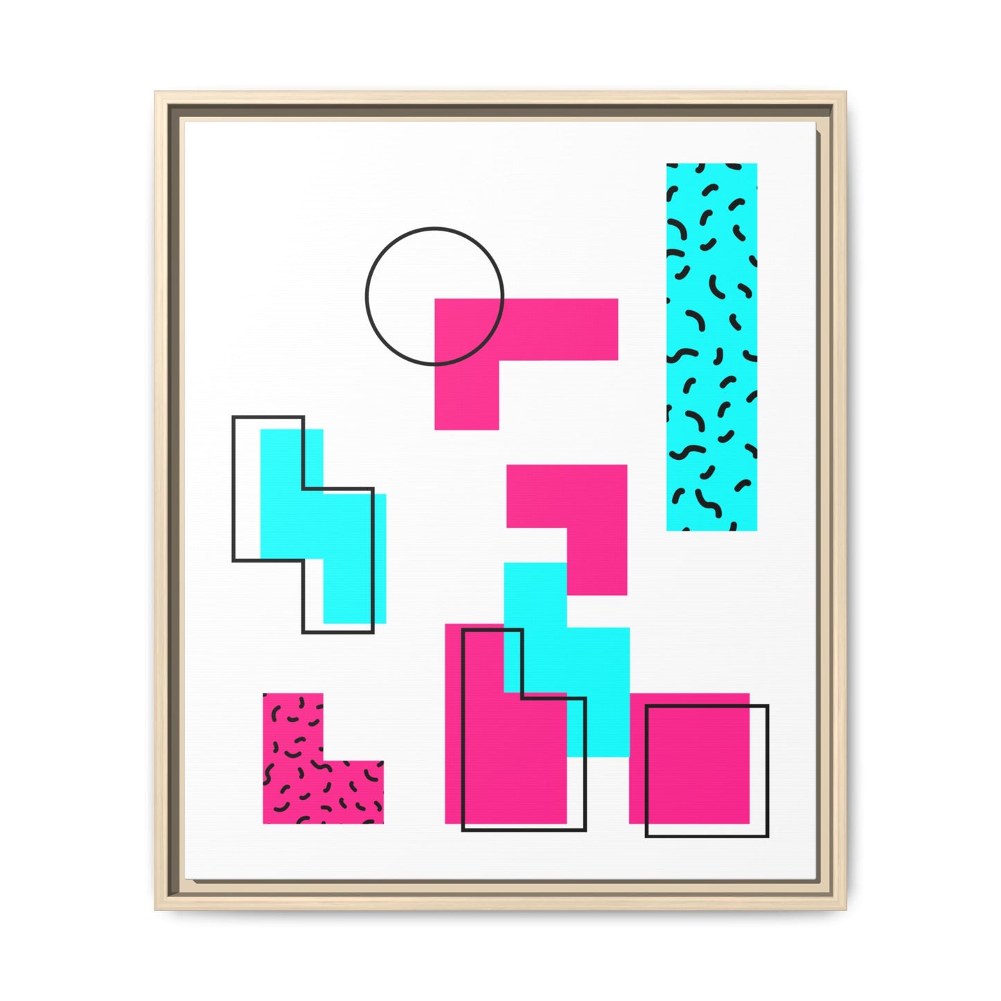 Retro Geometric Vibes - Framed Canvas