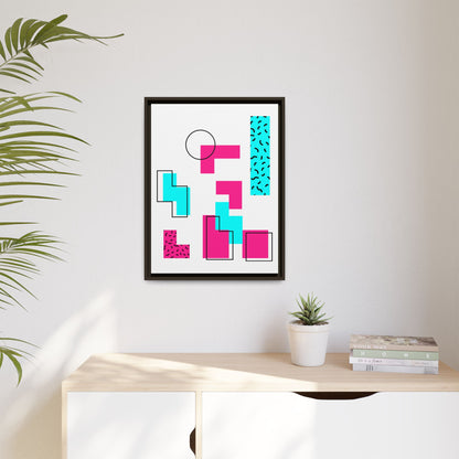 Retro Geometric Vibes - Framed Canvas
