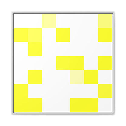 Yellow Pixel Grid - Framed Canvas
