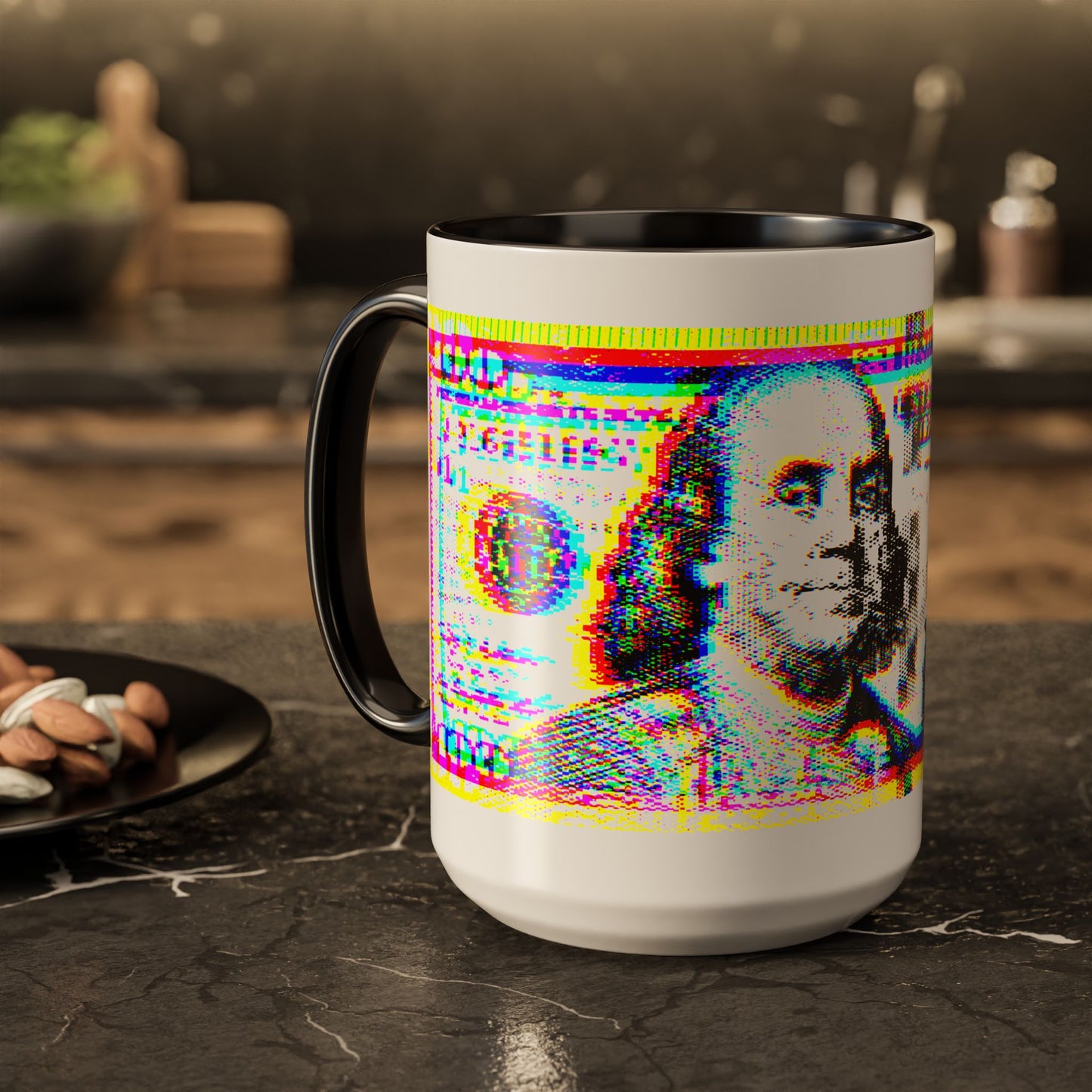 100 Dollars Bill - Neon Color Explosion - Color Accent Mug