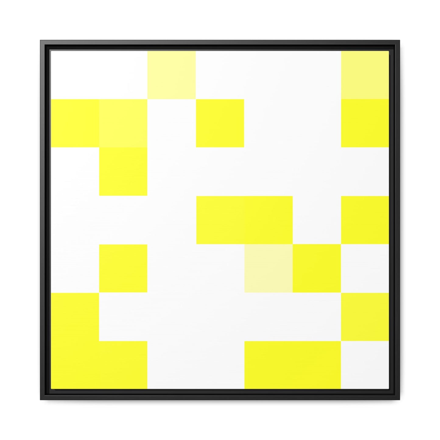 Yellow Pixel Grid - Framed Canvas