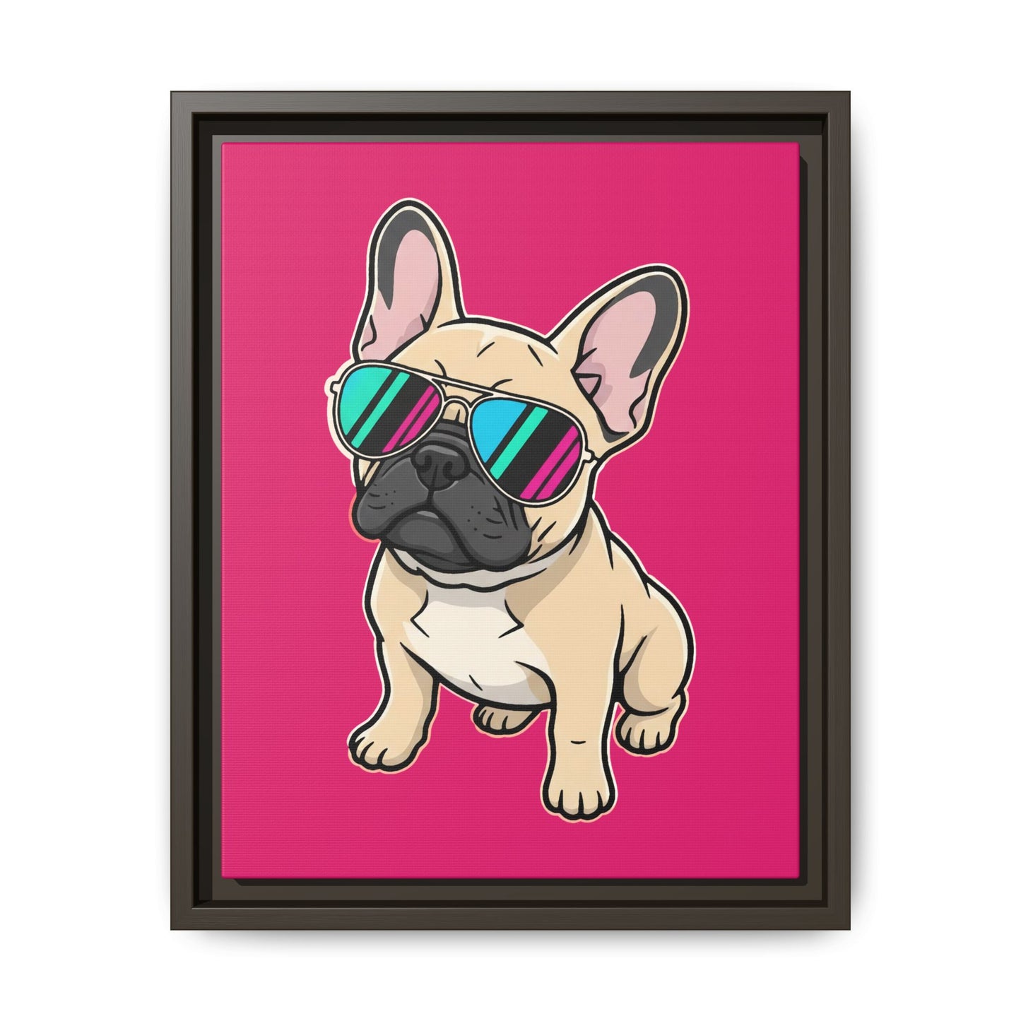 French Bulldog with Sunglasses - Framed Canvas