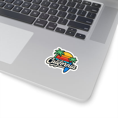 California Vibe Kiss-Cut Stickers, Surf, Beach Decor, Laptop, Travel, Gift Ideas