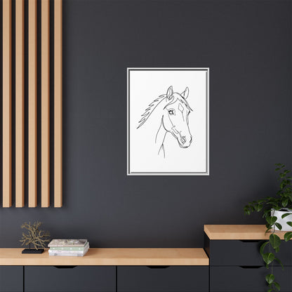 Horse Portrait Sketch - Framed Canvas