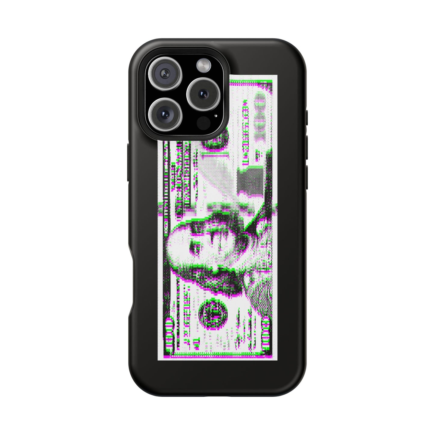 100 Dollars Bill - Green/Magenta Glitch - Magnetic Phone Case
