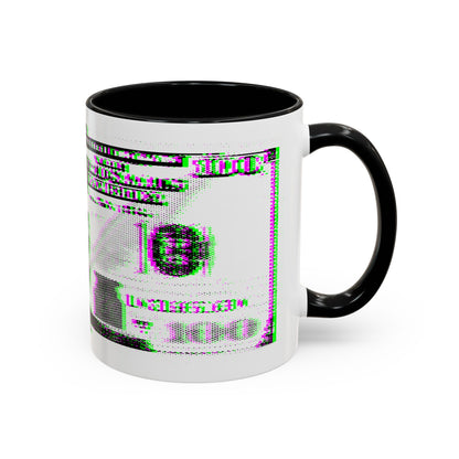 100 Dollars Bill - Green/Magenta Glitch - Color Accent Mug