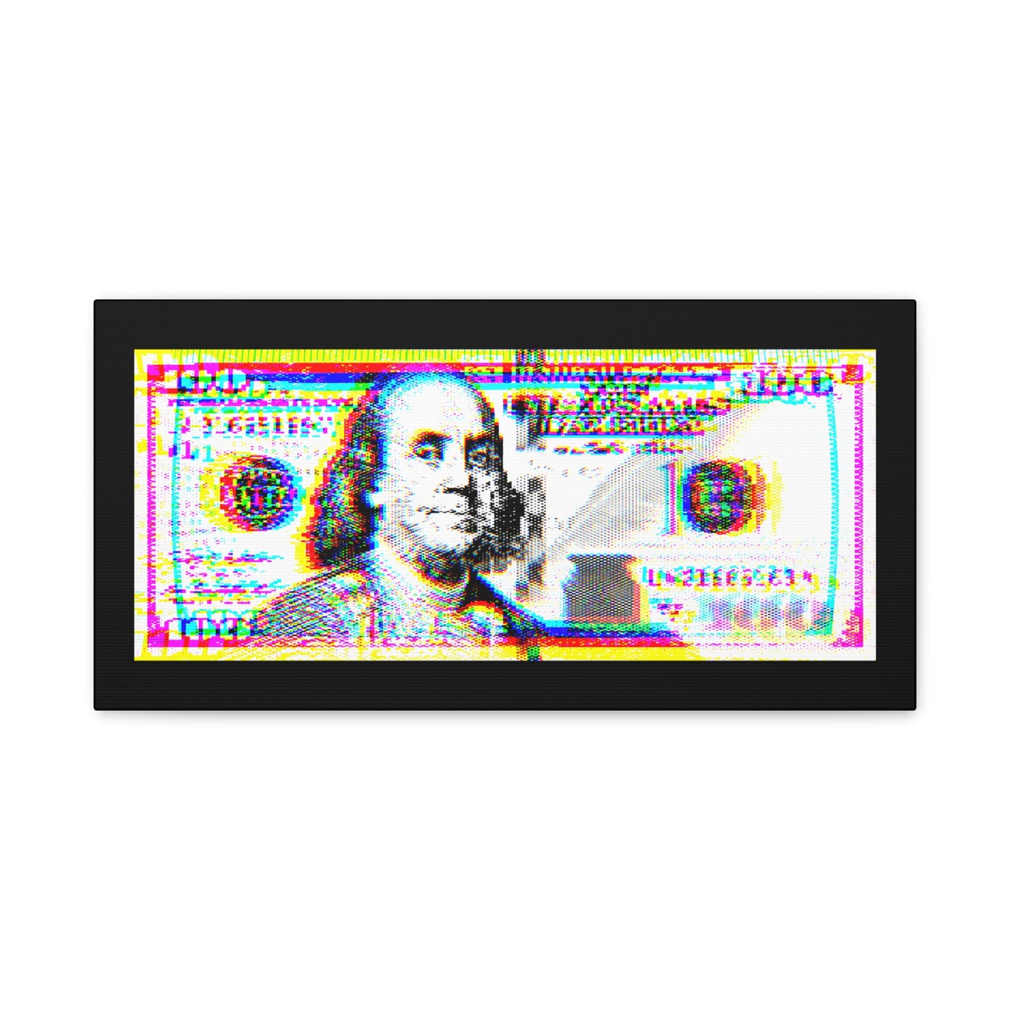 100 Dollars Bill - Neon Color Explosion - Canvas