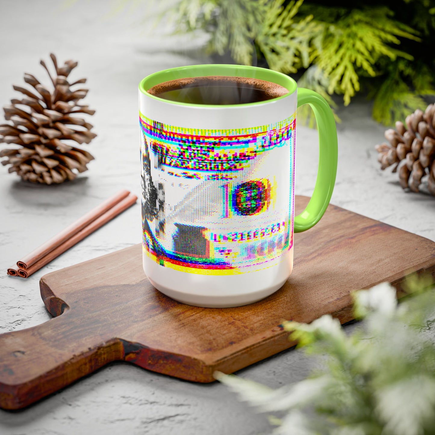 100 Dollars Bill - Neon Color Explosion - Color Accent Mug