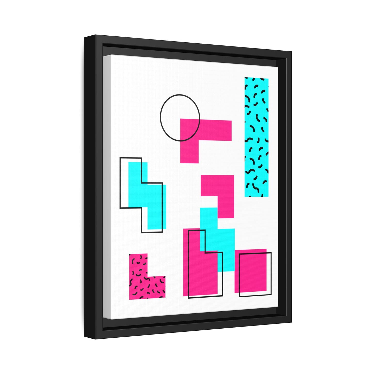Retro Geometric Vibes - Framed Canvas