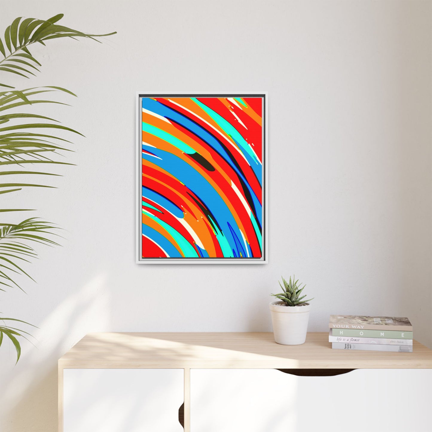 Abstract Rainbow Swirl Arc - Framed Canvas