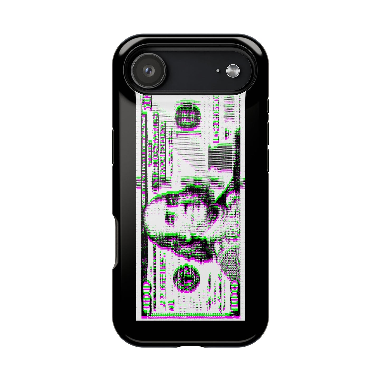 100 Dollars Bill - Green/Magenta Glitch - Magnetic Phone Case