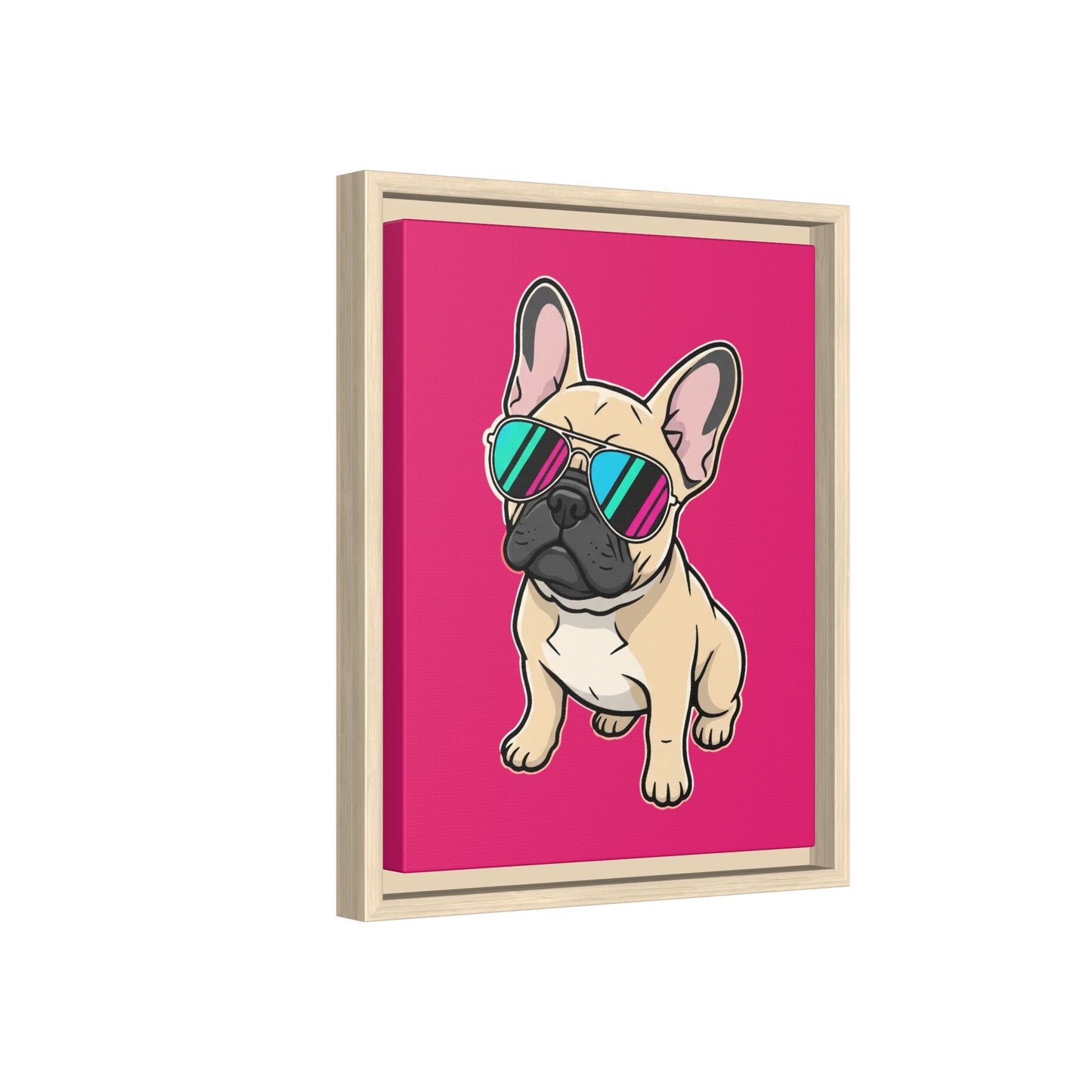 French Bulldog with Sunglasses - Framed Canvas