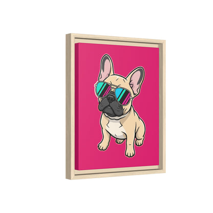 French Bulldog with Sunglasses - Framed Canvas
