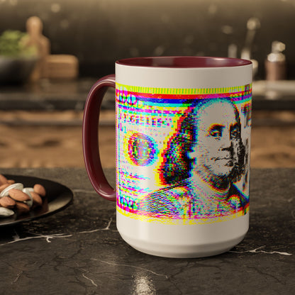100 Dollars Bill - Neon Color Explosion - Color Accent Mug