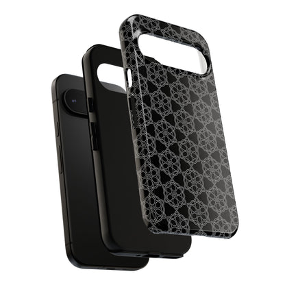 Geometric Pattern Phone Case, Dark Floral Case for Tough Protection, Stylish Smartphone Accessory, Gift for Tech Lovers, Trendy Mobile Cover