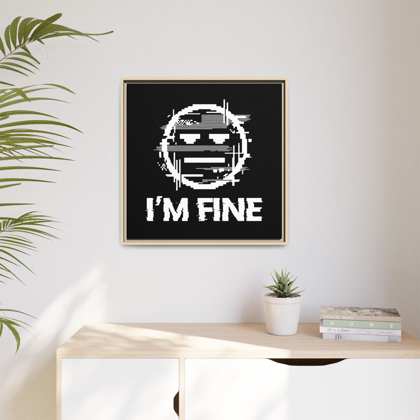 I’m Fine Glitched Smiley - Framed Canvas