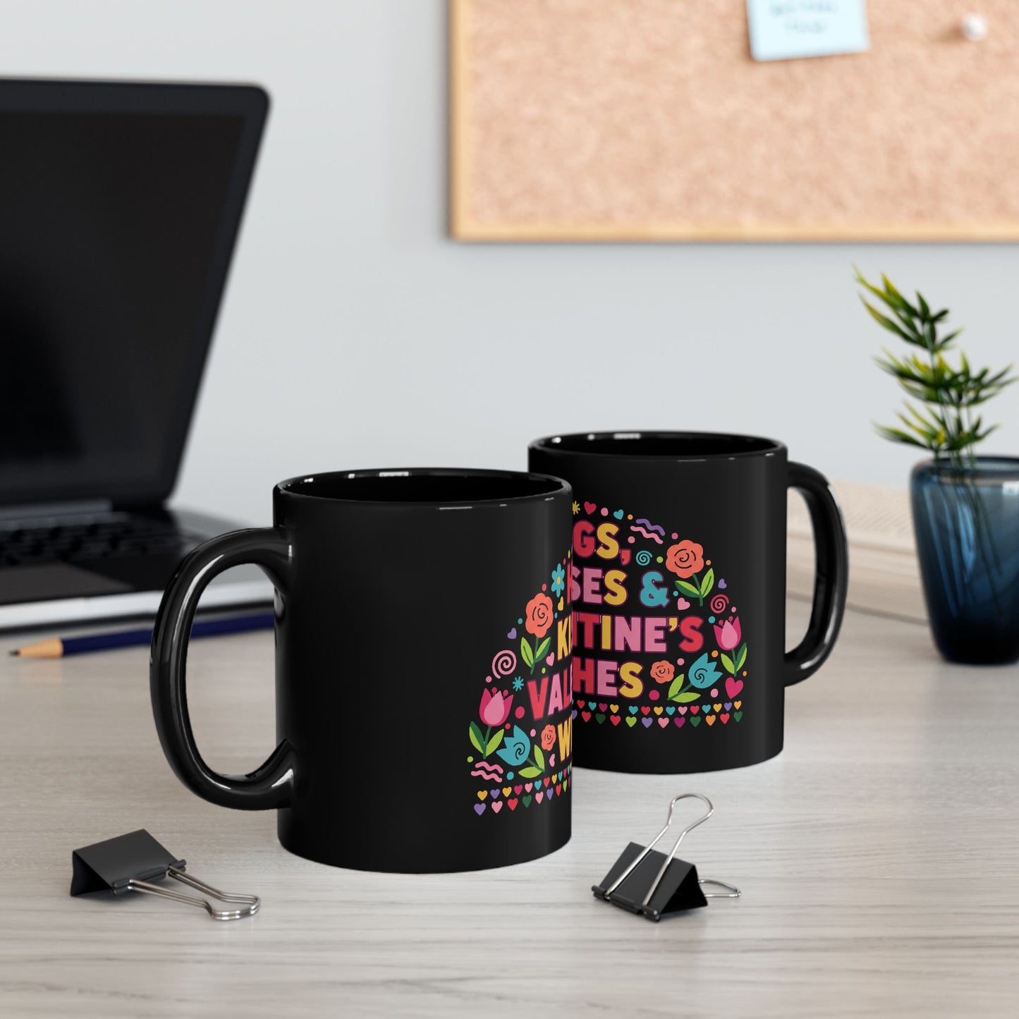 Hugs, Kisses & Valentine’s Wishes - Black Mug
