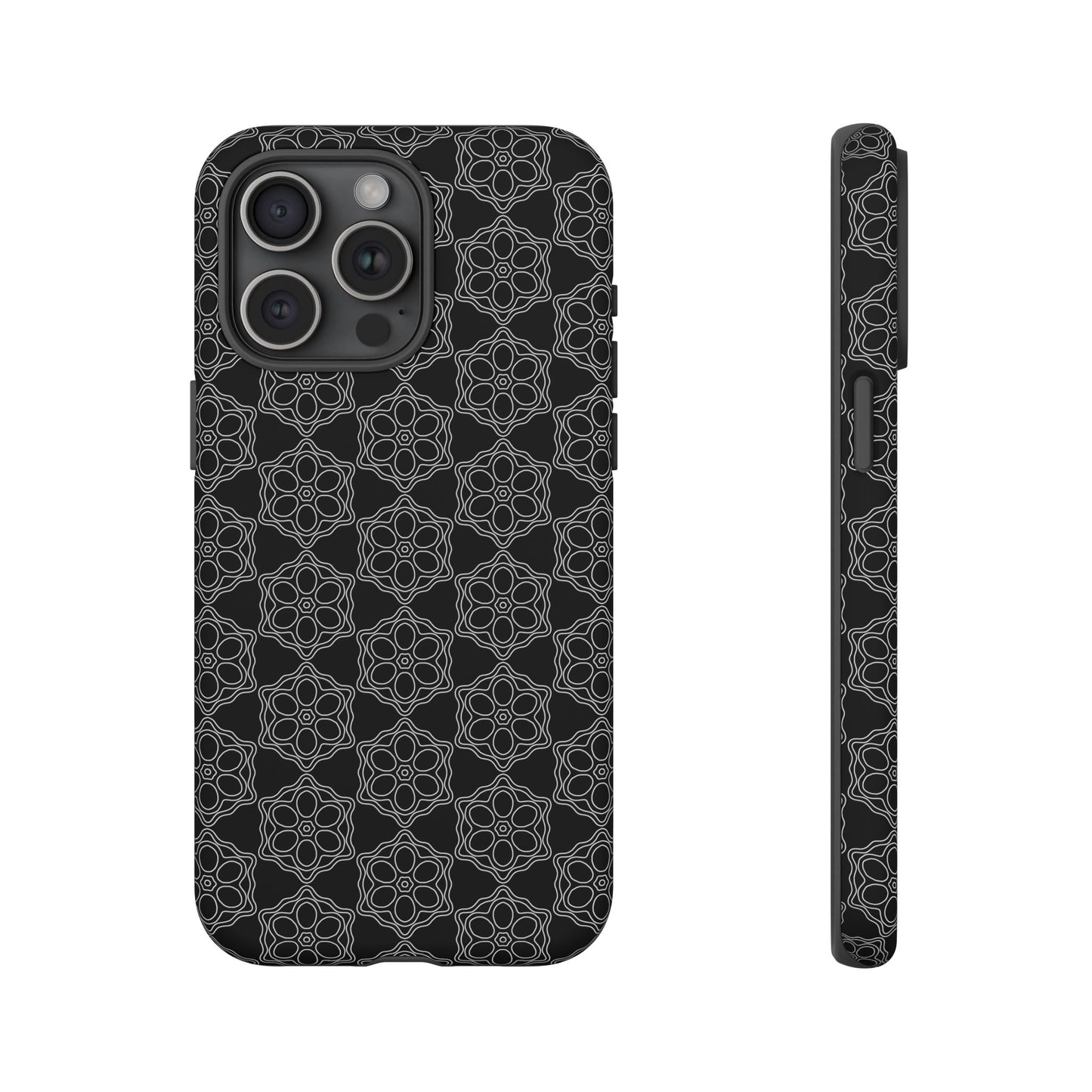 Geometric Pattern Phone Case, Dark Floral Case for Tough Protection, Stylish Smartphone Accessory, Gift for Tech Lovers, Trendy Mobile Cover