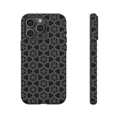 Geometric Pattern Phone Case, Dark Floral Case for Tough Protection, Stylish Smartphone Accessory, Gift for Tech Lovers, Trendy Mobile Cover