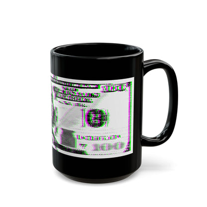100 Dollars Bill - Green/Magenta Glitch - Black Mug