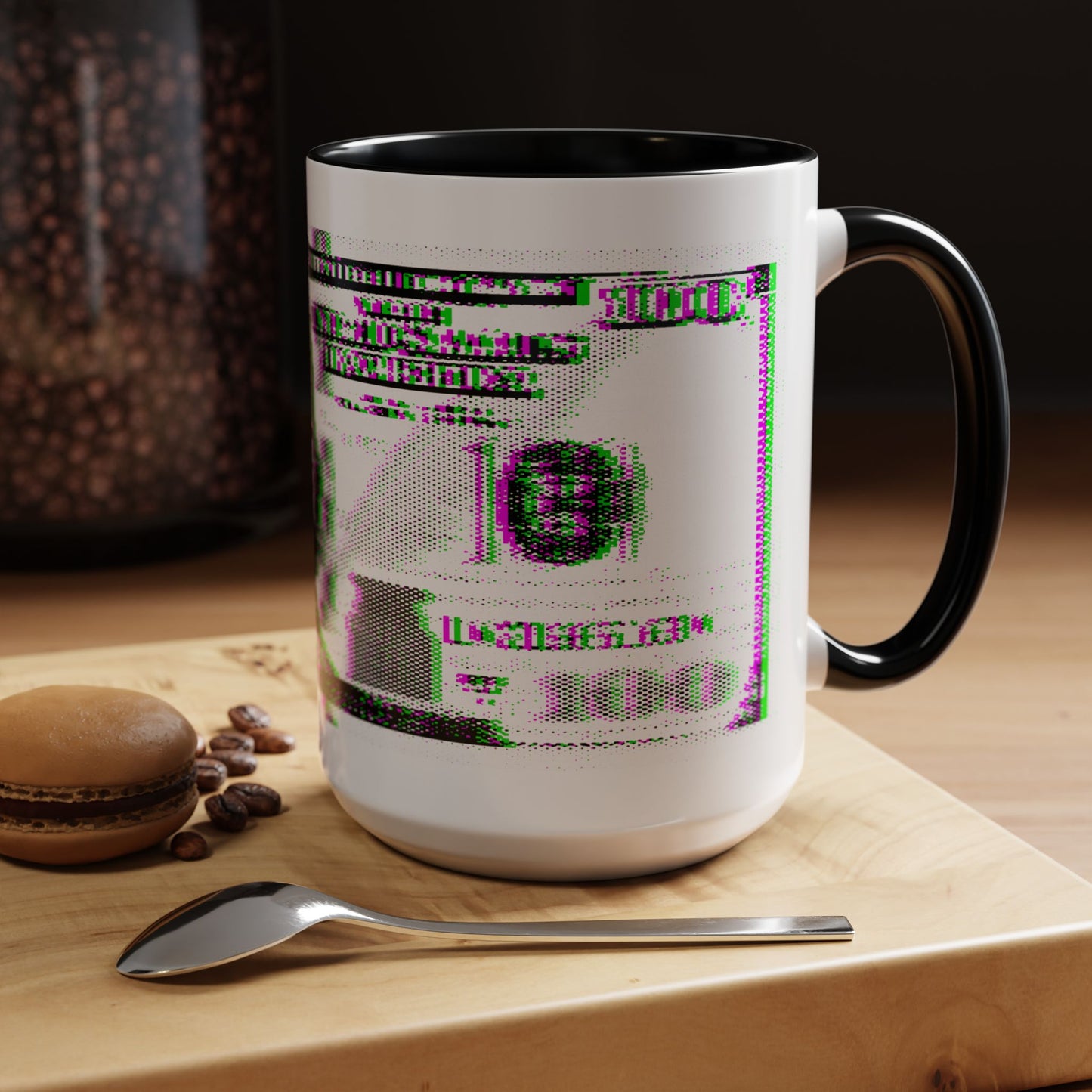 100 Dollars Bill - Green/Magenta Glitch - Color Accent Mug