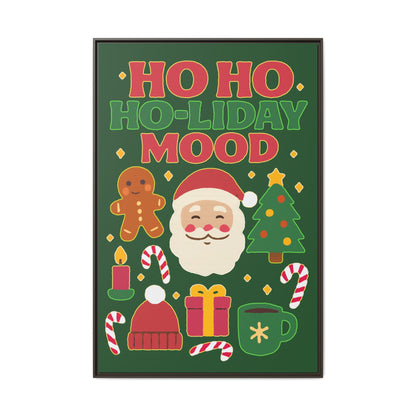 Framed Canvas Art, Festive Holiday, Cheerful Wall Art for Christmas, Santa Decor, Ho Ho Ho Seasonal Gift, Holiday Mood Wall Art