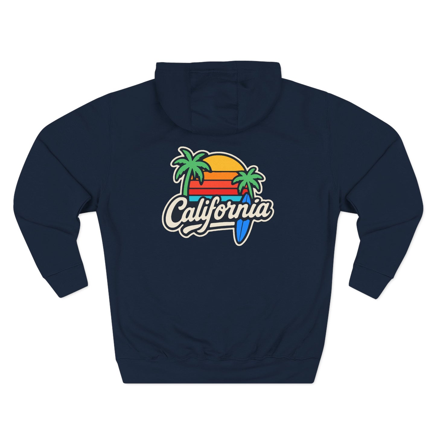 California Sunset Fleece Hoodie, Cozy Streetwear, Beach Vibes, Gift for Her, Summer Outfit, Travel Apparel