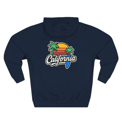 California Sunset Fleece Hoodie, Cozy Streetwear, Beach Vibes, Gift for Her, Summer Outfit, Travel Apparel