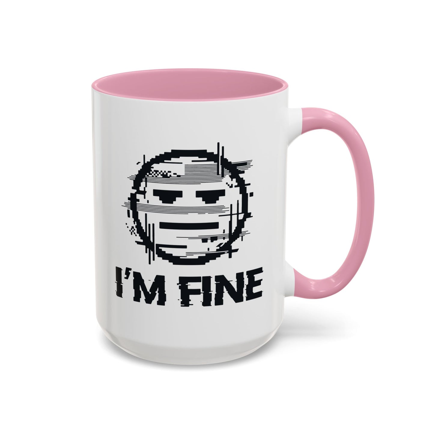 I’m Fine Glitched Smiley - Color Accent Mug