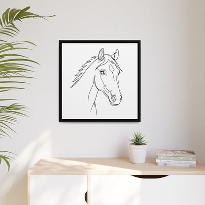 Horse Portrait Sketch - Framed Canvas