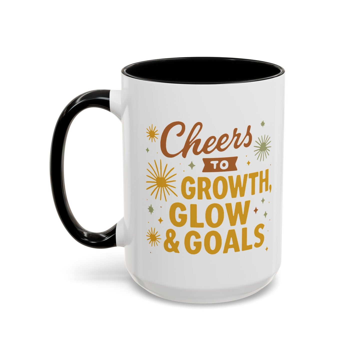 Cheers to Growth Accent Coffee Mug, Inspirational Mug, Motivational Coffee Cup, Unique Gift, Office Decor, Celebration Mug