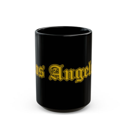 Los Angeles Black Mug - Bold Design, Coffee Lover Gift, Tea Cup, Birthday Present, Urban Home Decor - Golden Edition