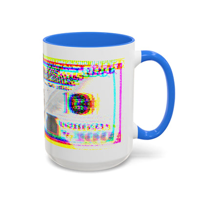 100 Dollars Bill - Neon Color Explosion - Color Accent Mug
