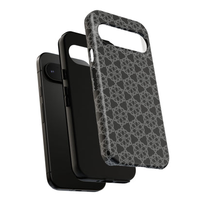 Geometric Pattern Phone Case, Dark Floral Case for Tough Protection, Stylish Smartphone Accessory, Gift for Tech Lovers, Trendy Mobile Cover