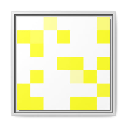 Yellow Pixel Grid - Framed Canvas