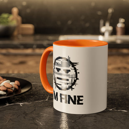 I’m Fine Glitched Smiley - Color Accent Mug