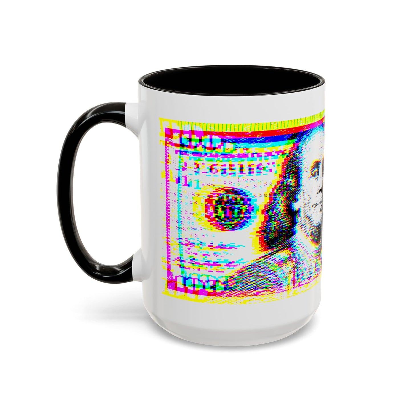 100 Dollars Bill - Neon Color Explosion - Color Accent Mug