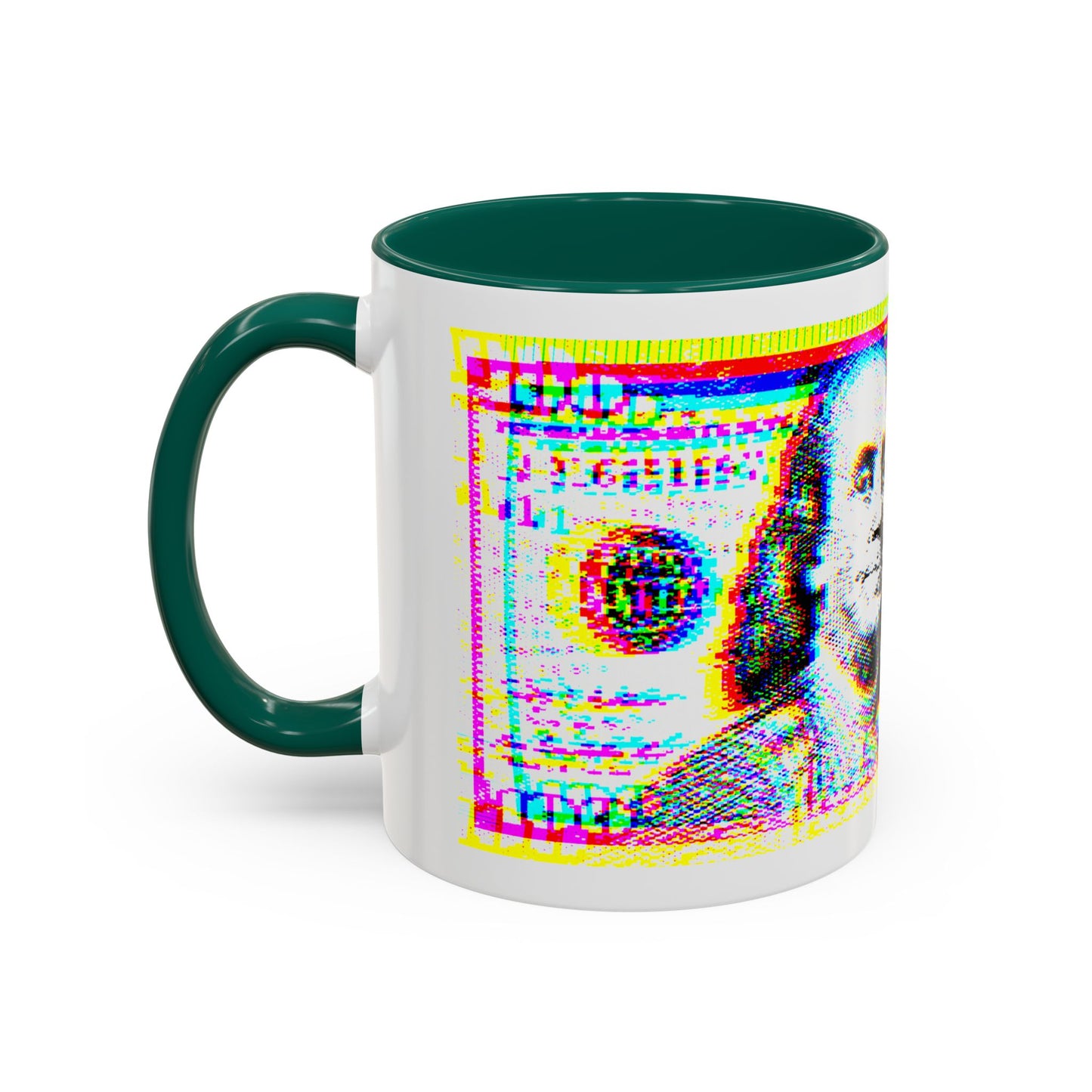 100 Dollars Bill - Neon Color Explosion - Color Accent Mug