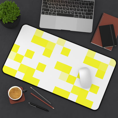 Yellow Pixel Grid - Desk Mat