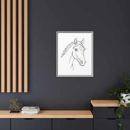 Horse Portrait Sketch - Framed Canvas