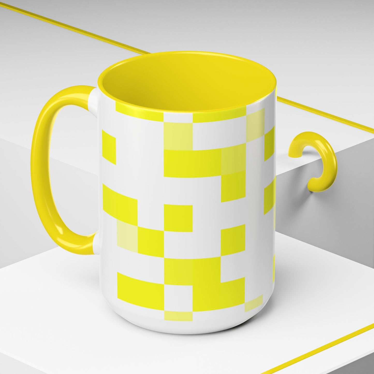 Yellow Pixel Grid - Color Accent Mug