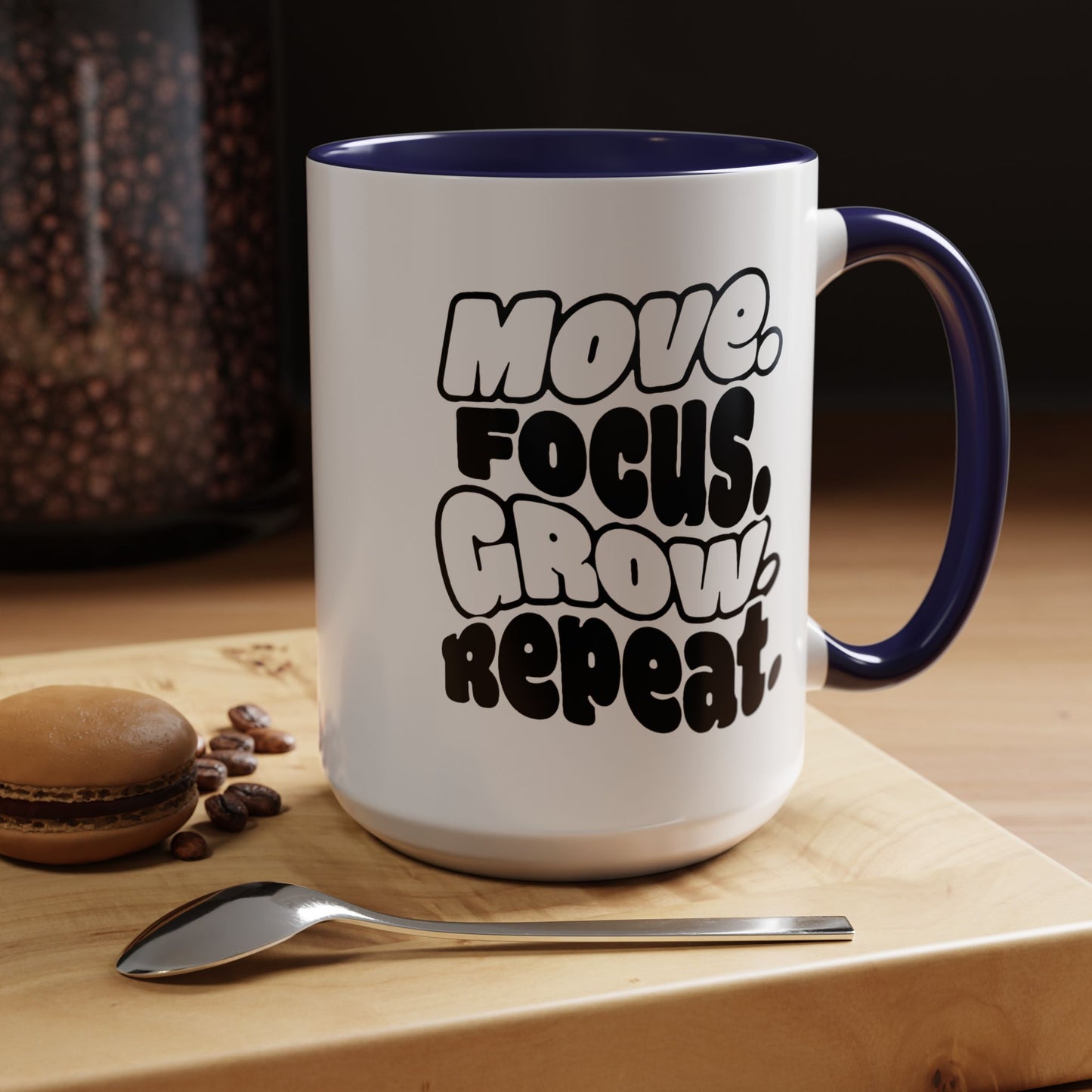 Move. Focus. Grow. Repeat. - Color Accent Mug