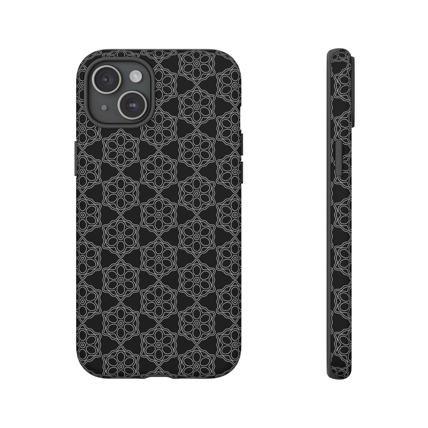 Geometric Pattern Phone Case, Dark Floral Case for Tough Protection, Stylish Smartphone Accessory, Gift for Tech Lovers, Trendy Mobile Cover