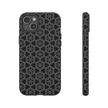 Geometric Pattern Phone Case, Dark Floral Case for Tough Protection, Stylish Smartphone Accessory, Gift for Tech Lovers, Trendy Mobile Cover