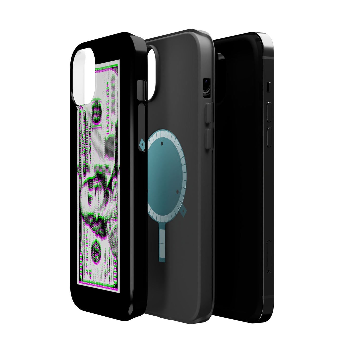 100 Dollars Bill - Green/Magenta Glitch - Magnetic Phone Case